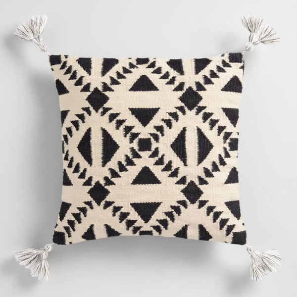 Black & White Geo Woven Throw Pillow Rental Hood River Riverhood
