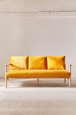 Mustard Velvet Couch Rental