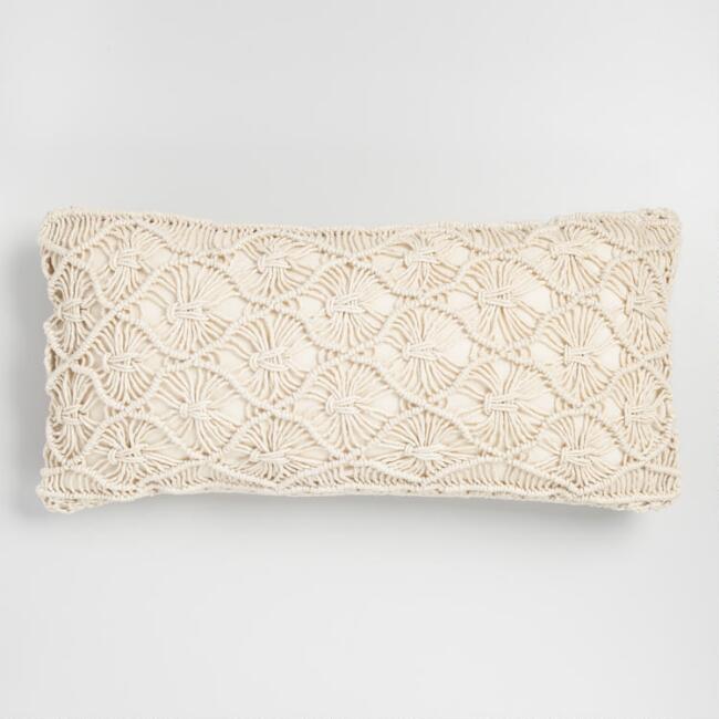 Natural Macrame Lumbar Pillow Rental