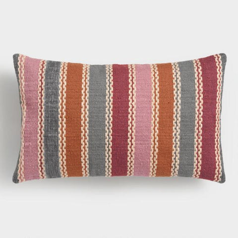 Warm Multicolor Woven Lumbar Pillow Rental