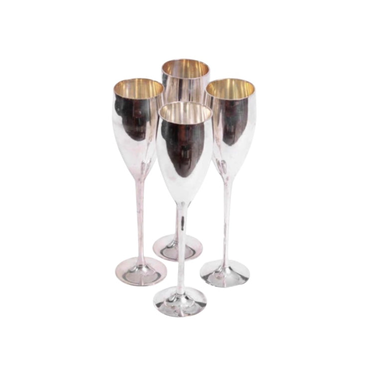 Silver Champagne Toasting Glasses Rental