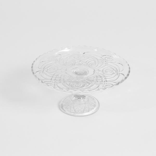 Cake Stand - Small Glass Etched Rental