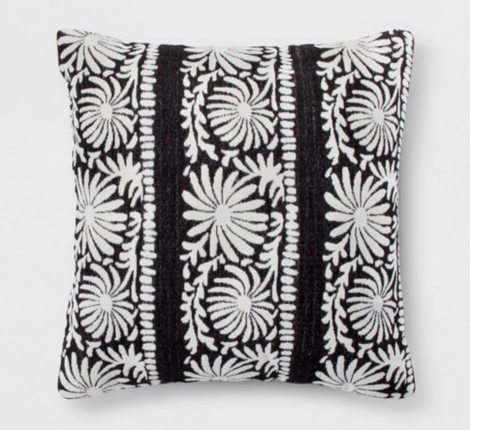 Black Floral Embroidery Pillow Rental